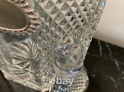 Antique Baccarat Cut Crystal Diamond Decanter with Sterling Gin Tag