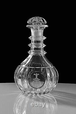 Antique Baccarat Engraved Cut Glass Decanter with Royal Lubicz Crest c1850
