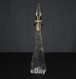 Antique Baccarat Intaglio Cherries Cut Glass Decanter With French Silver Mark