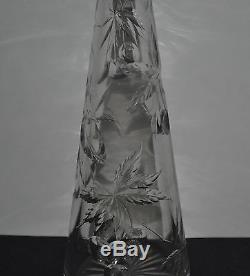 Antique Baccarat Intaglio Cherries Cut Glass Decanter With French Silver Mark