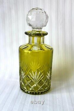 Antique Baccarat chartreuse crystal cut to clear perfume decanter set c 1903