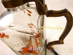 Antique Bentjemanns Patent Lock Cut Glass Decanter Irish With Painted Enamel