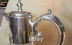 Antique Blown and Cut Crystal Glass Silver Tall Wine Claret Jeg Pitcher Decanter