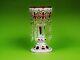 Antique Bohemian Cut To Cranberry Cased & Enameled Glass Luster, 19th C 10 1/4