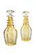 Antique Bohemian Etched Cut Glass Yellow Decanters -a Pair C. 1920s