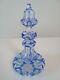Antique Bohemian / French Glass Perfume Scent Bottle Decanter Blue Cut Clear