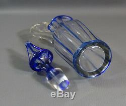 Antique Bohemian Moser Faceted Cut Cobalt Crystal Glass Cruet Bottle Decanter