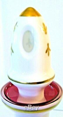 Antique Bohemian Moser White Overlay Cut to Cranberry Glass Decanter 14.5