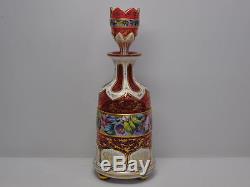 Antique Bohemian Overlay Cased Cut Glass Decanter