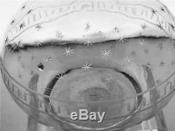 Antique Boston & Sandwich Cut Flint Glass Decanter w Greek Key & Stars