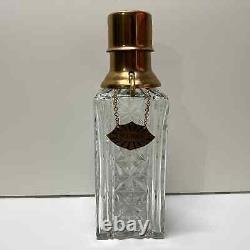 Antique Brass Pressed Cut Glass Pump Style Decanter Bourbon Gin Hang Tag