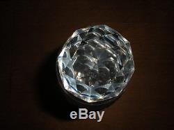 Antique Brilliant Cut Crystal Glass 3 Ring Decanter Lg Faceted Ball Stopper