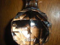 Antique Brilliant Cut Crystal Glass 3 Ring Decanter Lg Faceted Ball Stopper