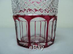 Antique Cranberry Cased Cut-to-clear Engraved Cut Glass 8 Decanter