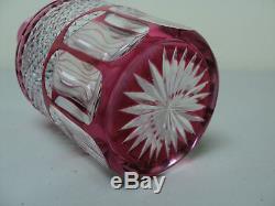 Antique Cranberry Cased Cut-to-clear Engraved Cut Glass 8 Decanter