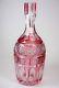Antique Cranberry Cut To Clear Rye Engraved Glass Decanter