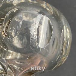 Antique Cut Crystal Decanter Signed 12 w Air Bubble Stopper Thumbprint Ovals