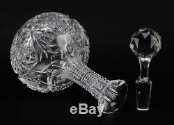 Antique Cut Crystal Decanter on Silver Plate and Glass