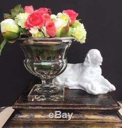 Antique Cut Glass Crystal Vase Urn Sterling Silver Mount