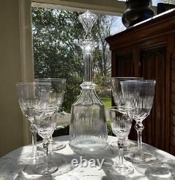 Antique Cut Glass Decanter & Wine Glasses (18Pcs) Poss. Early Dorflinger St. Louis