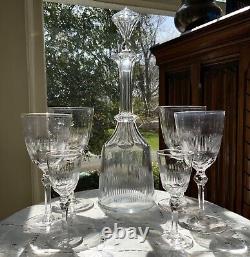 Antique Cut Glass Decanter & Wine Glasses (18Pcs) Poss. Early Dorflinger St. Louis