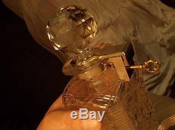 Antique Cut Glass Decanter set Betjemann's Patent Tantallus locks