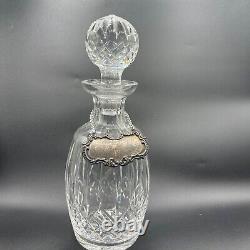 Antique Cut Glass Liquor Decanter with Stopper & Sterling Silver Plate NO MARKINGS