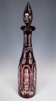 Antique Cut Ruby Flashed Glass 16 Tall Decanter