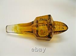 Antique Czech Bohemia Amber Cut to clear Crystal Perfume/Decanter Deer Forest