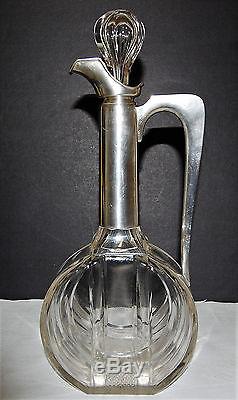 Antique Decanter German. 800 Silver & Cut Clear Glass E. L. Vietor, Darmstadt