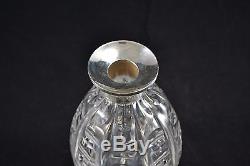 Antique Edwardian Solid Sterling Silver Mounted Cut Glass Spirit Decanter