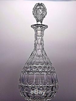 Antique Elaborate Cut Glass Crystal Very Unique Victorian Decanter, C-1860