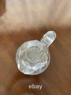 Antique English Cut Crystal Spouted Pitcher Jug Etched Decanter Handle Stopper