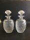 Antique English Diamond Cut Crystal Wine Decanters. Impeccable Hand Cut. 9x4