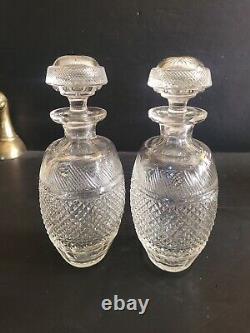Antique English Diamond Cut Crystal Wine Decanters. Impeccable hand cut. 9x4