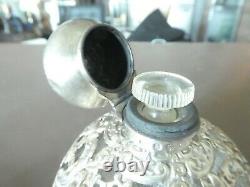 Antique English Sterling Silver Overlay Cut Crystal English Cordial Decanter