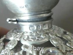 Antique English Sterling Silver Overlay Cut Crystal English Cordial Decanter