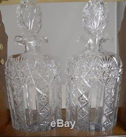 Antique English Tantalus Exceptional Cut Crystal Oval Decanters c. 1890