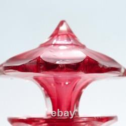 Antique English Victorian Cranberry Cut Glass Decanter