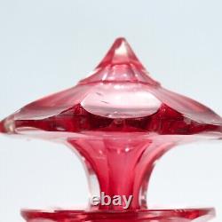 Antique English Victorian Cranberry Cut Glass Decanter