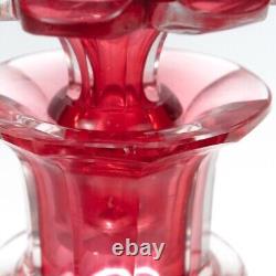 Antique English Victorian Cranberry Cut Glass Decanter