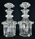 Antique Engraved Glass Decanter Pair Baronet/count Coat Of Arms C1890s Victorian