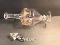 Antique Etched Crystal Decanter/Gold Accents/Saint Louis/France C. 1920/Cut glass