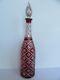 Antique France Baccarat Ruby Glass Cut To Clear Decanter (15.5)