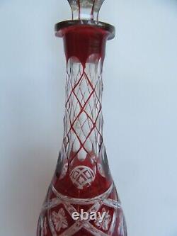 Antique France Baccarat Ruby Glass Cut to Clear Decanter (15.5)