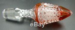 Antique French Baccarat Crystal Orange Cut to Clear Decanter & Glasses Set of 6