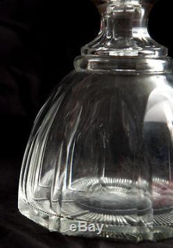 Antique French Cut Glass Decanter With Sterling Rim
