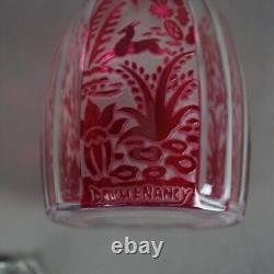 Antique French Daum Nancy Cranberry Cut to Clear Glass Decanter Circa 1920