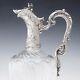 Antique French Sterling Silver Cut Glass Tall Claret Jug Wine Decanter Ewer