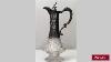 Antique French Victorian Cut Crystal And Pewter Decanter